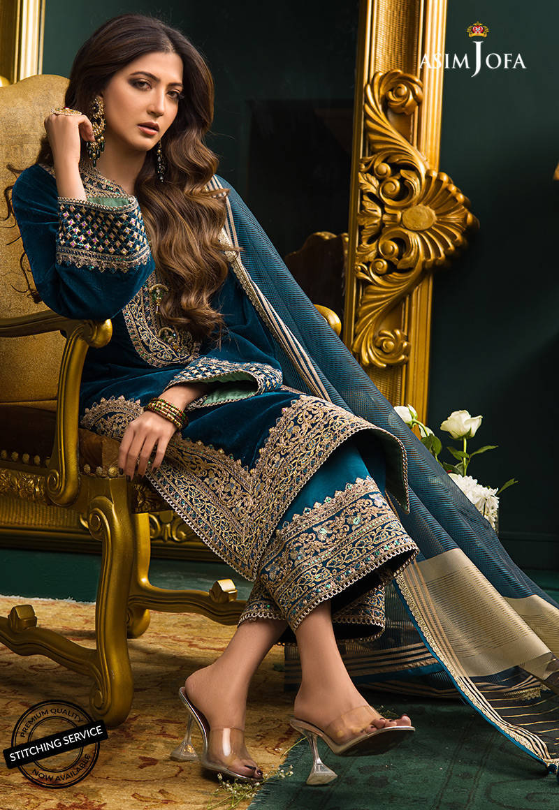 WINTER 3PC Velvet Heavy Embroidered Shirt With Organza Dupatta =RT057
