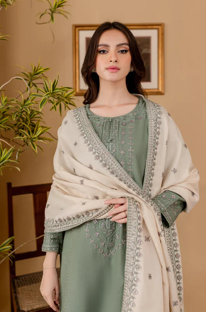 RT1219-Sapphire - Winter 3PC Dhanak Embroidered Suit
