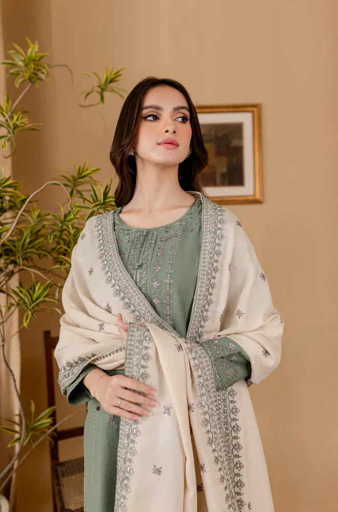 RT1219-Sapphire - Winter 3PC Dhanak Embroidered Suit