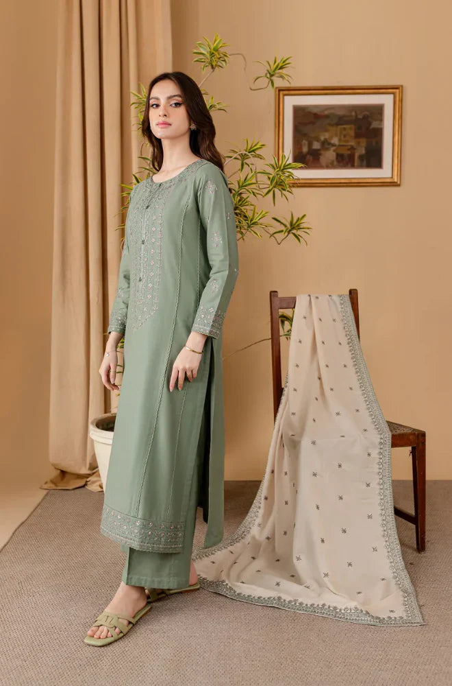 RT1219-Sapphire - Winter 3PC Dhanak Embroidered Suit