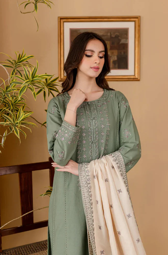 RT1219-Sapphire - Winter 3PC Dhanak Embroidered Suit
