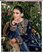 RT1061-WINTER Embroidered Velvet Three piece With Embridered Chiffon Duppatta