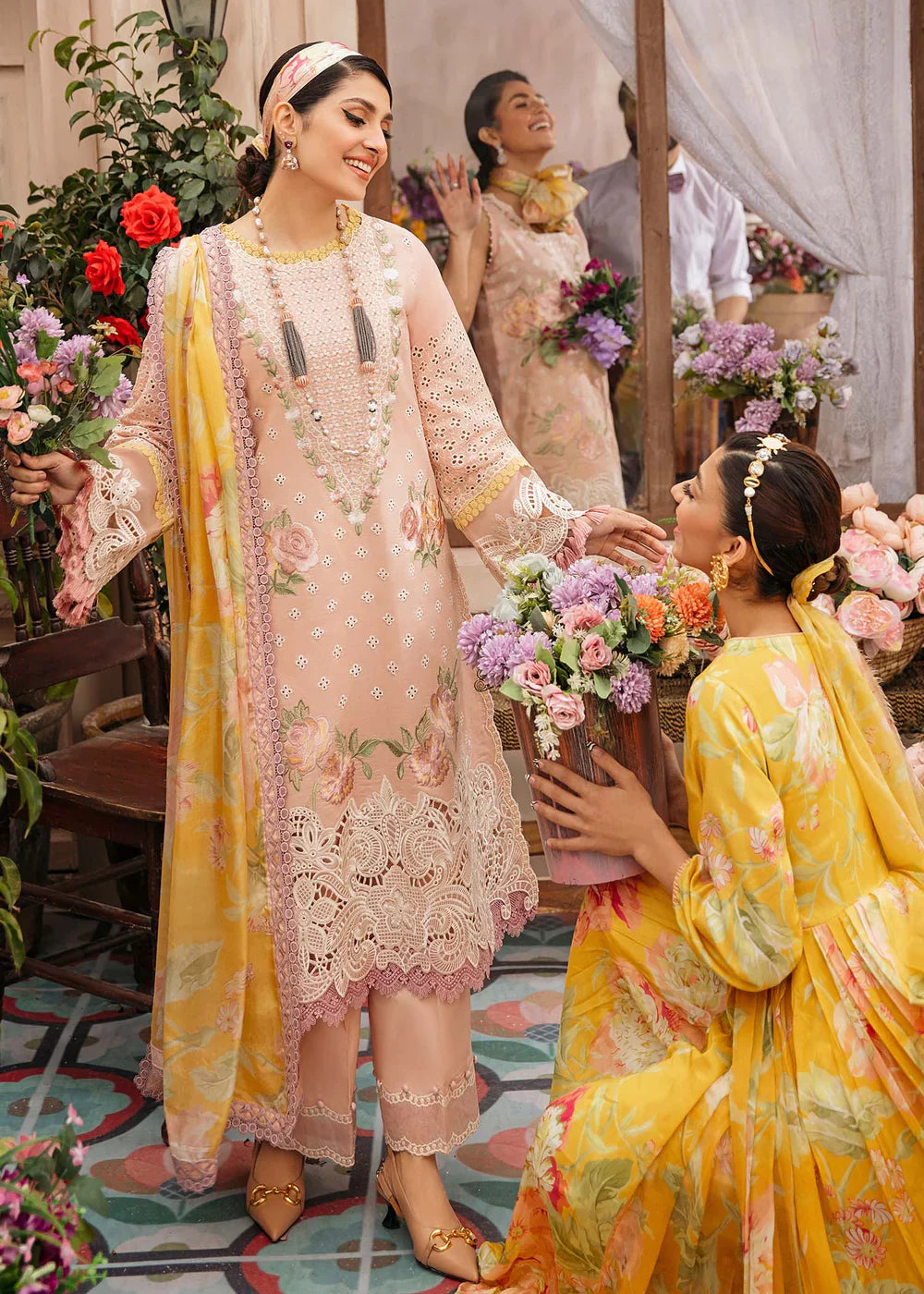 RT463-MUSHQ 3PC EMBROIDERED LAWN SUIT WITH PRINTED SILK DUPATTA