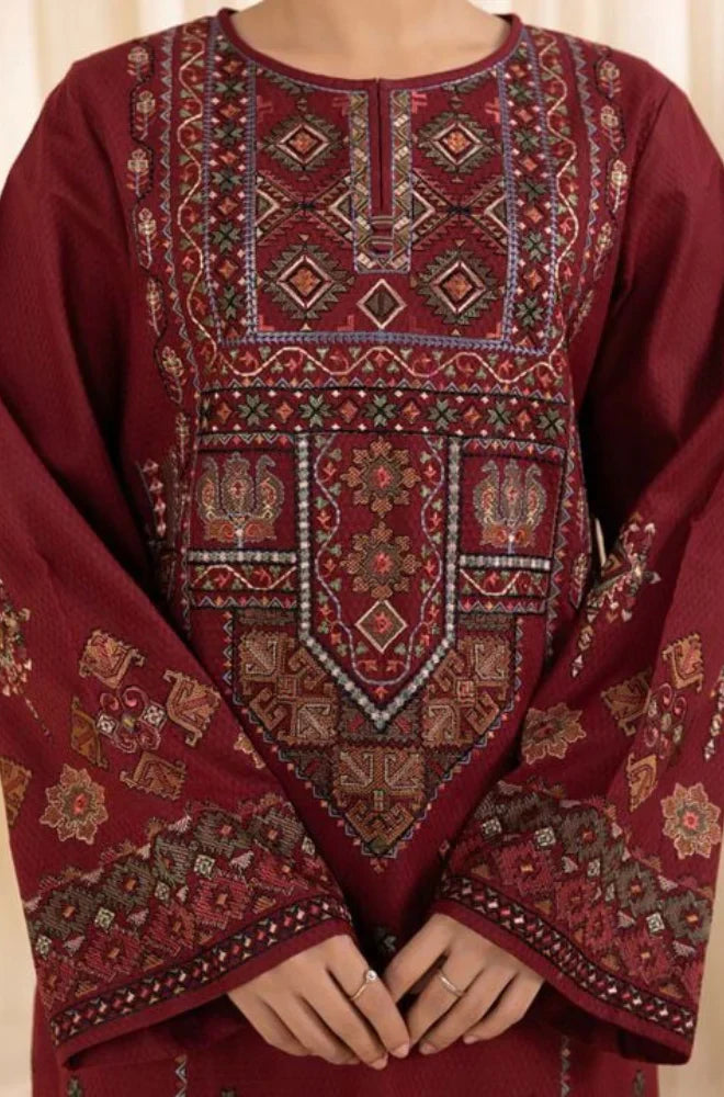 RT1230-Sapphire - Winter 3PC Dhanak Embroidered Suit