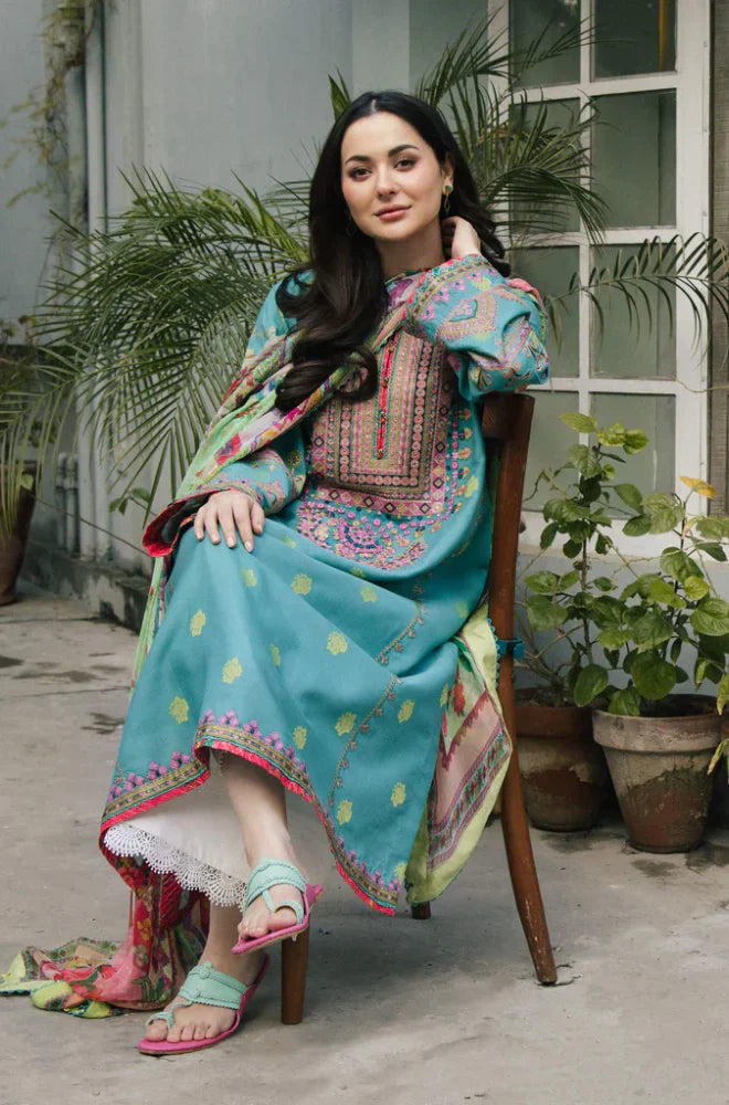 RT1246-Sapphire - Winter 3PC Dhanak Embroidered Suit