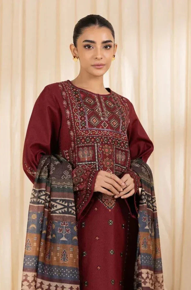 RT1230-Sapphire - Winter 3PC Dhanak Embroidered Suit