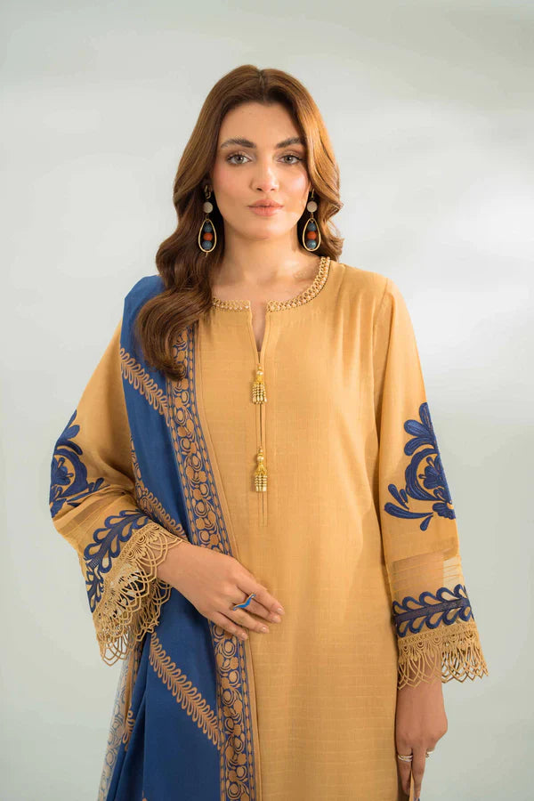 RT844-SUMMER 3PC Lawn Embroidered Shirt With Chiffon Embroidered Dupatta