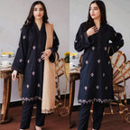 Winter Unstitched 3PCs Dhanak Embroidered Dress With Embroidered Shawl-RT1129