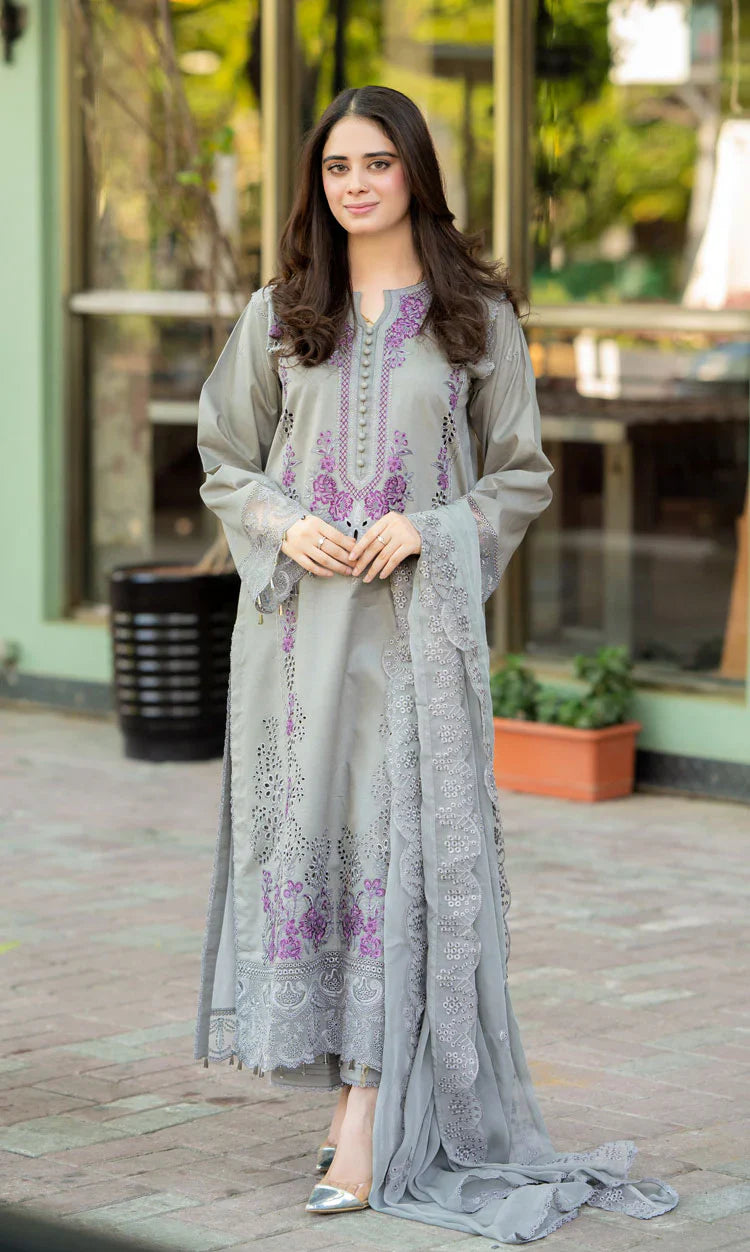 RT940 - Mushq - 3PC Lawn ChickenKari Embroidered Suit