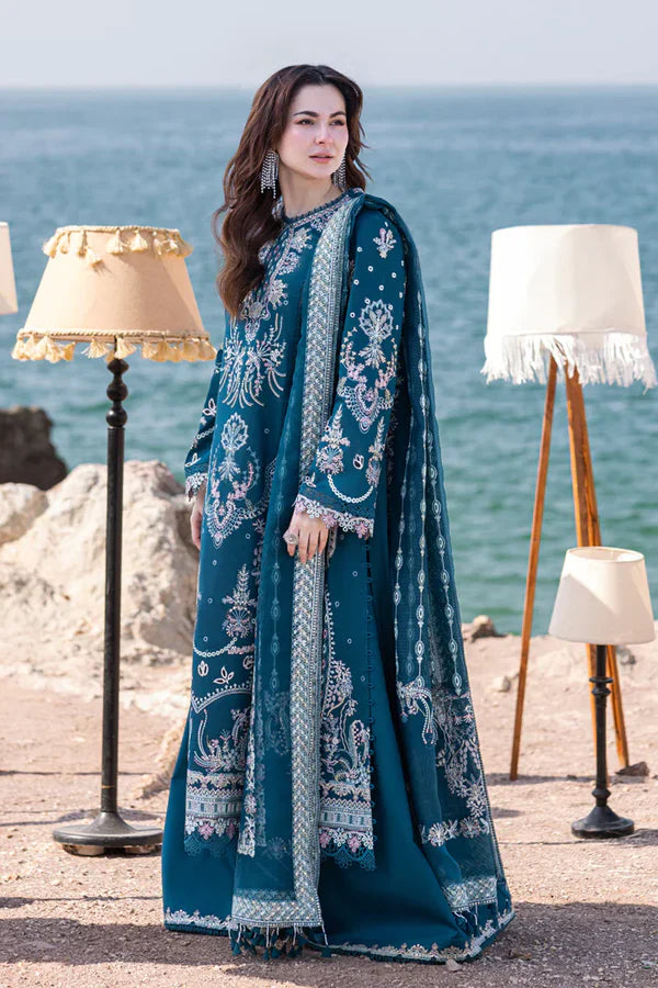 RT918-ZARA SHAHJAHAN 3-PIEC LAWN COLLECTION ORGANZA EMBROIDERED DUPATTA