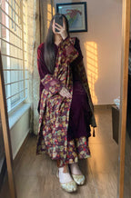 RT1285-RiwajTann - winter Velvet Dress with Printed Dhanak Shawl
