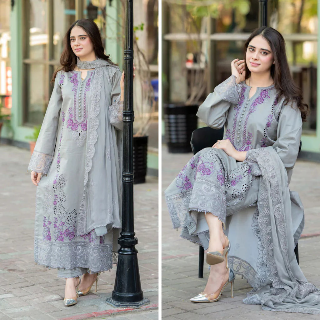 RT940 - Mushq - 3PC Lawn ChickenKari Embroidered Suit