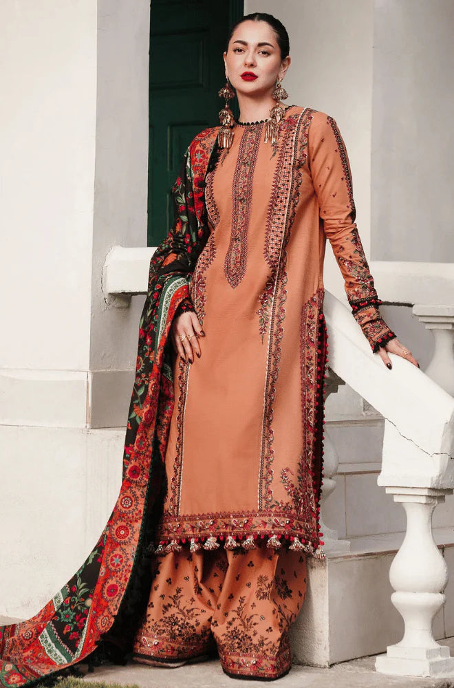 RT1221-Hussain Rehar - Winter 3PC Dhanak Embroidered Suit