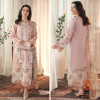 RT947- Summer Unstitched 3PCs Heavy Embroidered Lawn Dress With Digital Printed Chiffon Dupatta