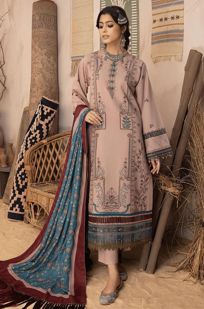 RT1236-Bin ilyas - Winter 3PC Dhanak Embroidered Suit