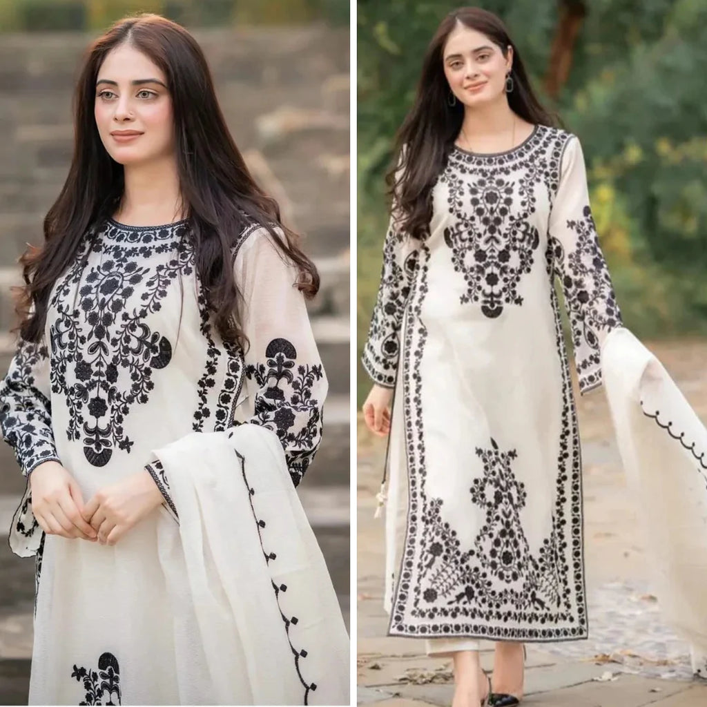 RT928 - Nisa 3PC Lawn Embroidered Suit