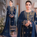 RT1061-WINTER Embroidered Velvet Three piece With Embridered Chiffon Duppatta