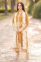 RT1272-WINTER 3-Pc Embroidered Dhanak Suit with Heavy Embroidered Dhanak Shawll