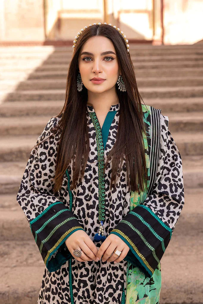 RT538-3 Piece Unstitched Digital Printed Lawn Suit - Digital Printed Monaar Dupatta