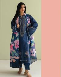 RT921-SUMMER-3 Piece Unstitched Digital Printed Lawn Suit - Digital Printed Silk Dupatta