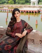 RT925-SUMMER-3 Piece Unstitched Digital Printed Lawn Suit With Neckline Patch - Digital Printed Lawn Dupatta