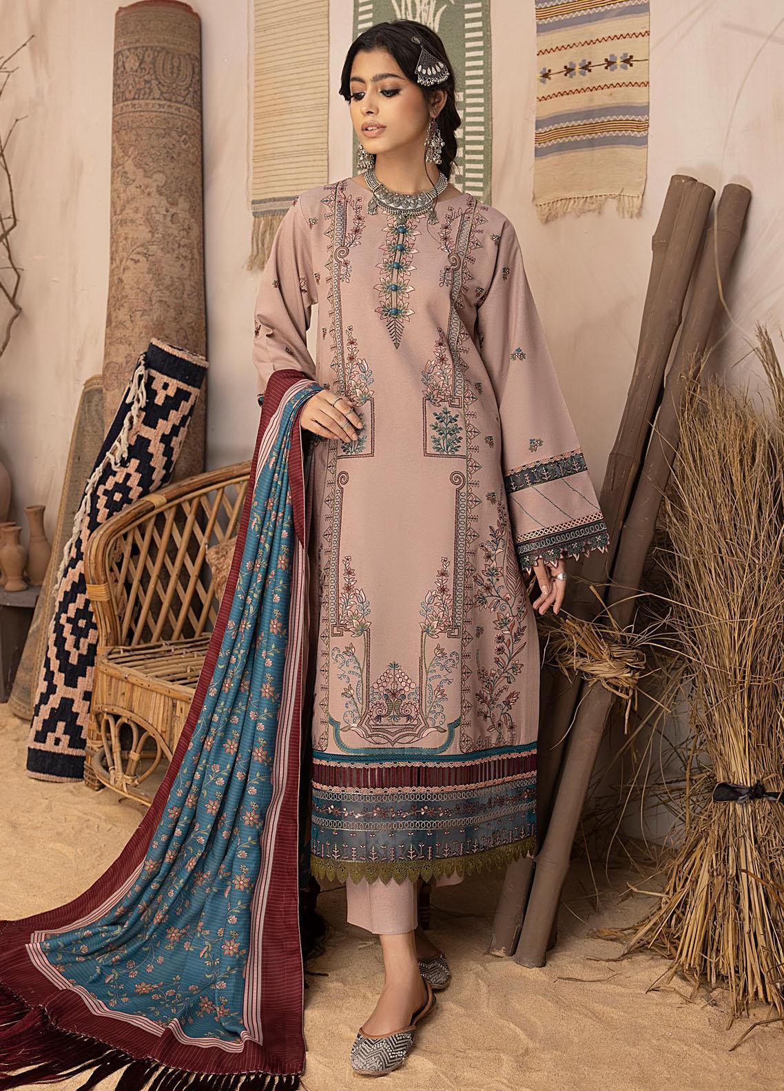 RT1236-Bin ilyas - Winter 3PC Dhanak Embroidered Suit