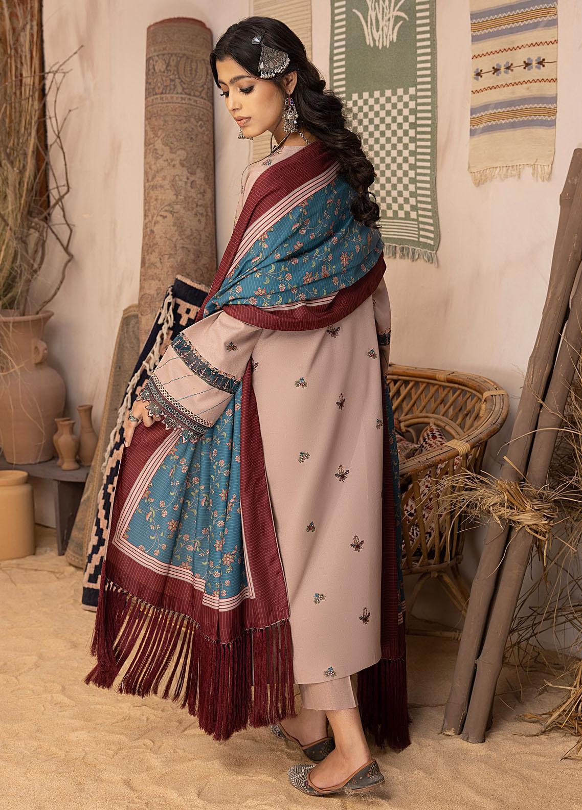 RT1236-Bin ilyas - Winter 3PC Dhanak Embroidered Suit