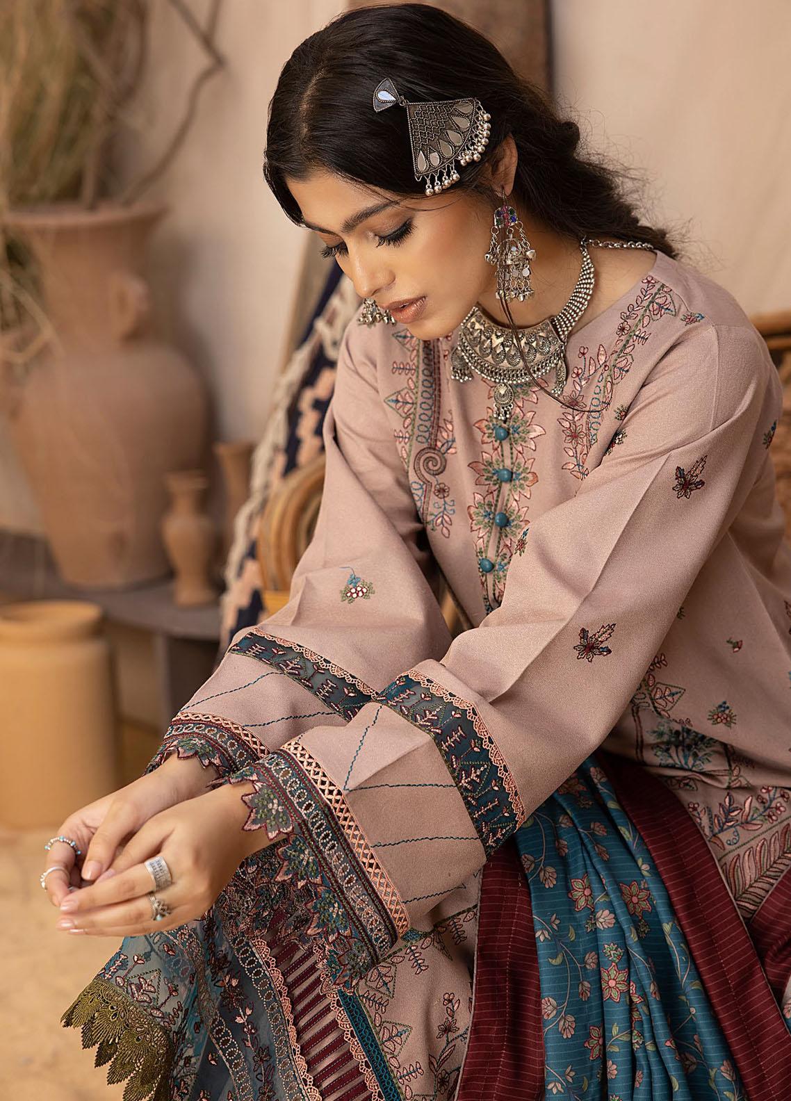 RT1236-Bin ilyas - Winter 3PC Dhanak Embroidered Suit