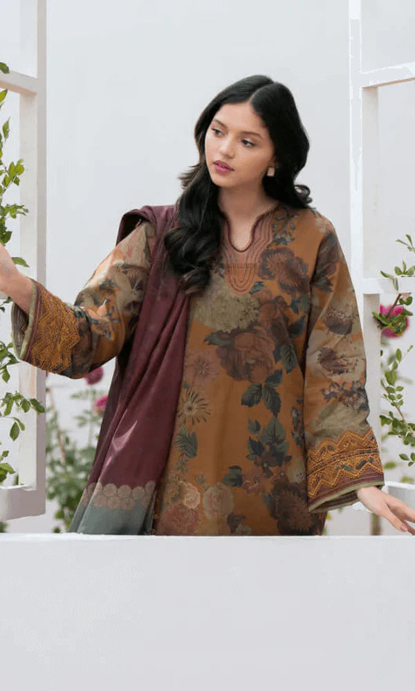 RT933-Winter Karandi 3PC Printed Digital Printed Karandi Dupatta