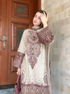 RT1274-Maria .B. - Winter 3PC Dhanak Chickenkari Embroidered Suit