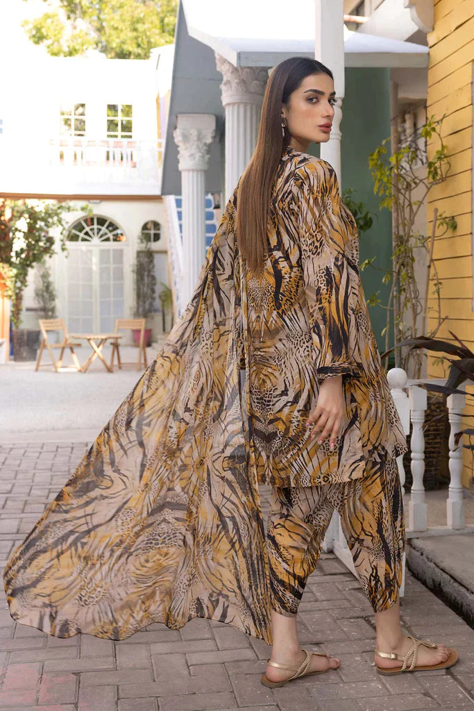 RT801-3Pc Digital Printed Lawn Shirt With Printed Lawn Trouser and Chiffon Dupatta